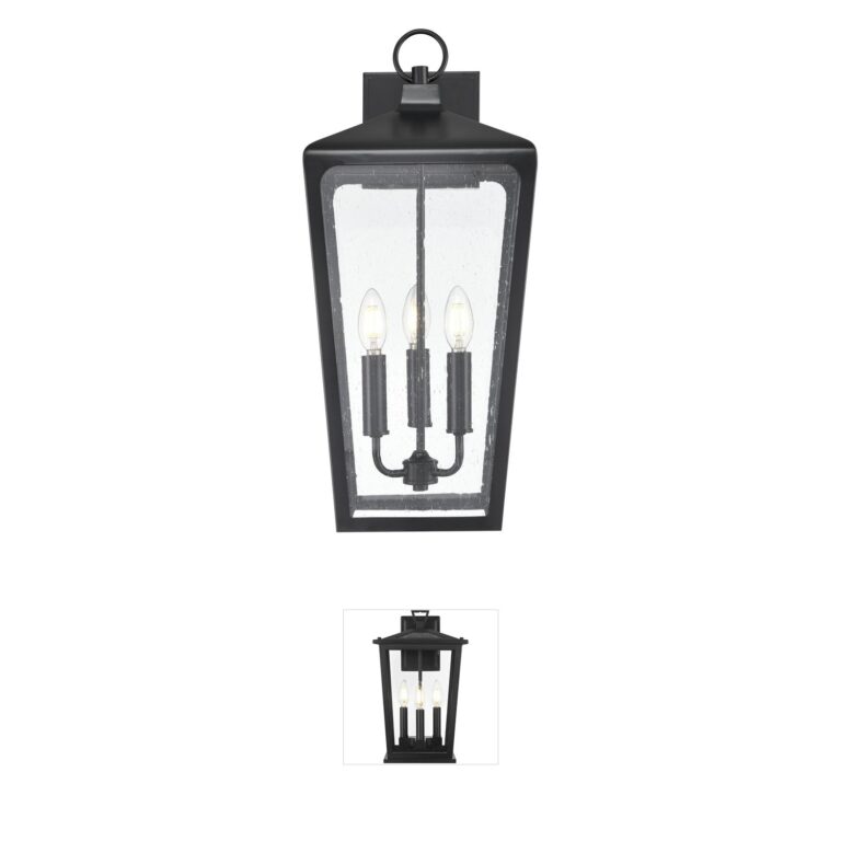 Millennium Lighting Brooks Powder Coated Black Outdoor Wall Sconce with Clear Seeded Glass