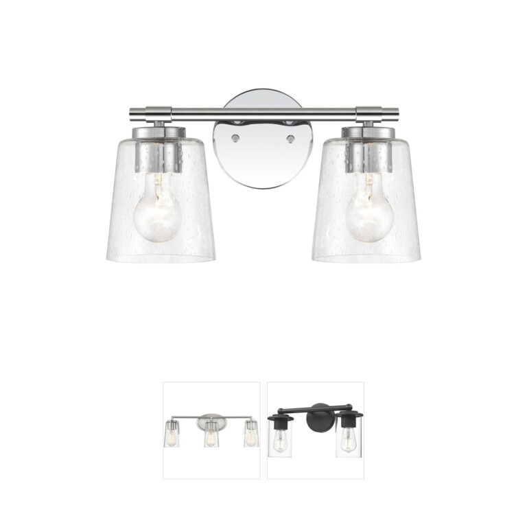 Millennium Lighting 2-Light Chrome Vanity with Clear Seeded Glass