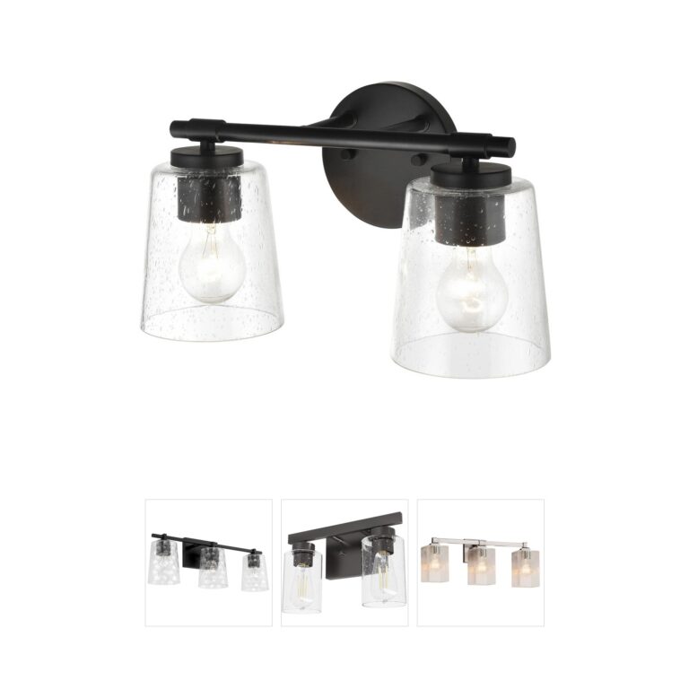 Millennium Lighting 2-Light Matte Black Bathroom Vanity Light with Clear Seeded Glass