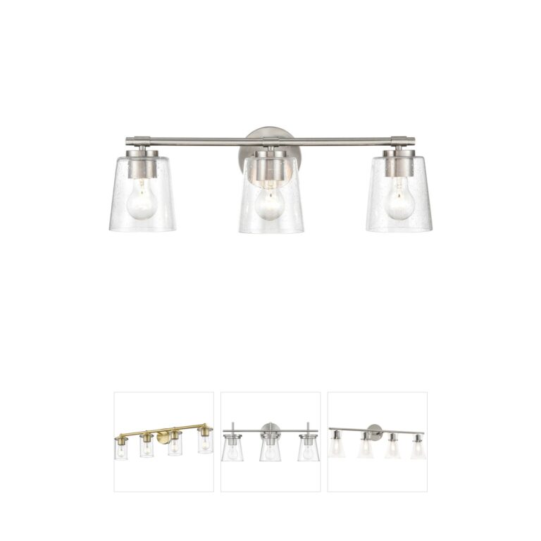 Millennium Lighting 3-Light Brushed Nickel Vanity with Clear Seeded Glass