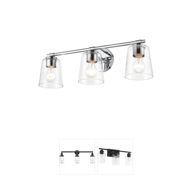 Millennium Lighting Chrome 3-Light Vanity with Clear Seeded Glass