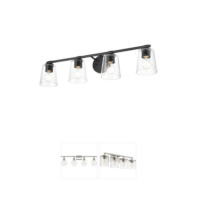 Millennium Lighting 4-Light Matte Black Vanity with Clear Seeded Glass