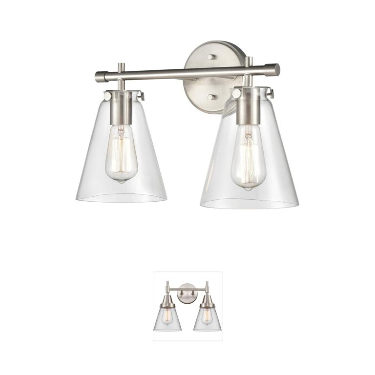 Millennium Lighting Aliza 2-Light Brushed Nickel Clear Glass Vanity Light
