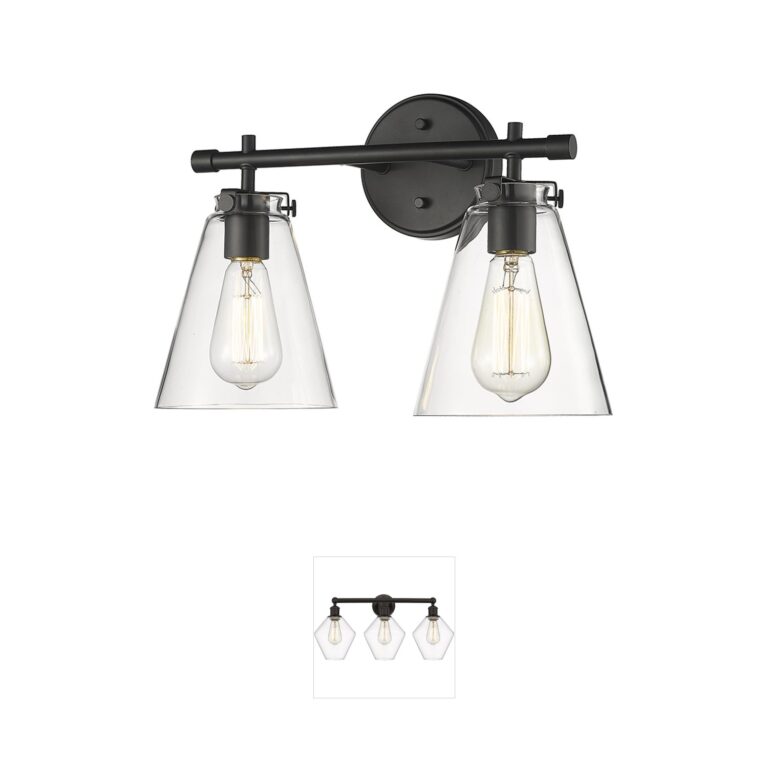 Millennium Lighting Aliza 2-Light Matte Black Vanity Light with Clear Glass