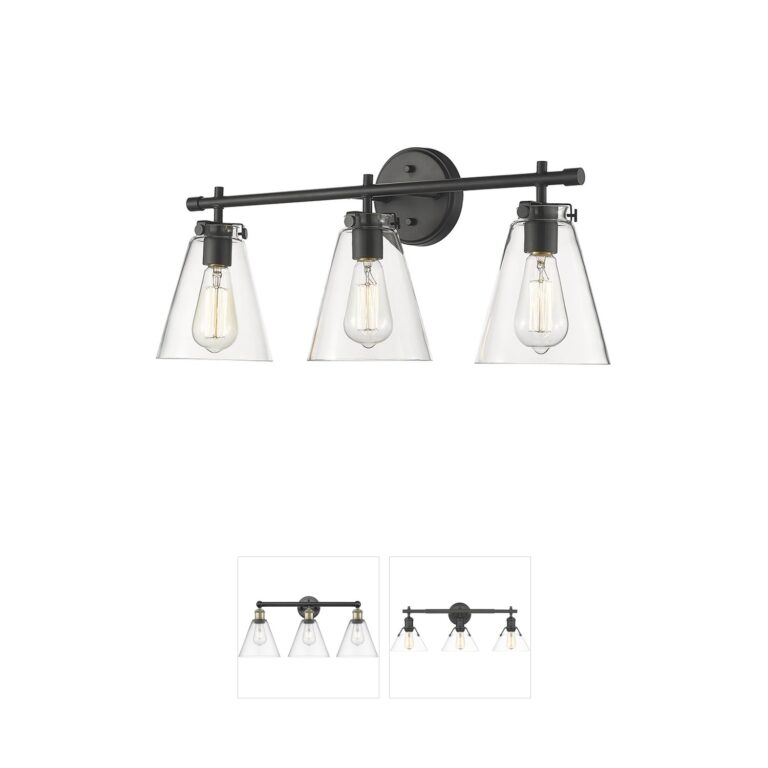 Millennium Lighting Aliza Matte Black Clear Glass 3-Light Vanity Light