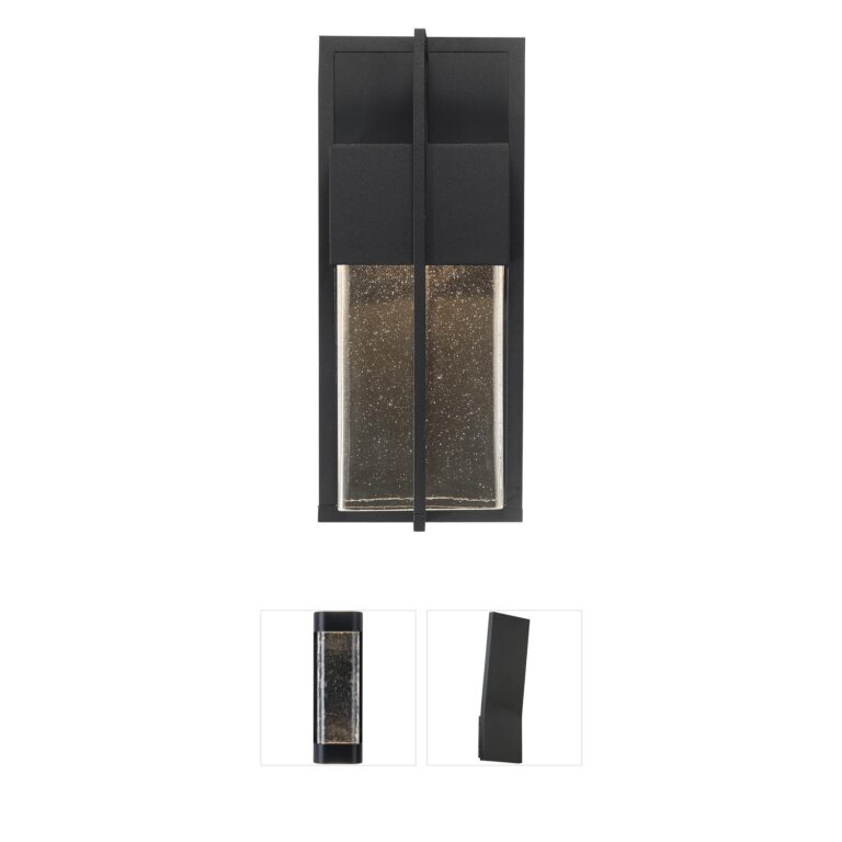 Millennium Lighting Kingler Powder Coated Black LED Outdoor Wall Sconce with Clear Seeded Glass