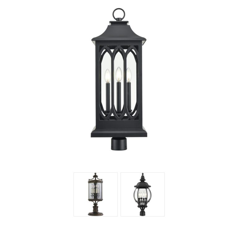 Millennium Lighting Mallorey 3-Light Outdoor Post Lantern in Powder Coated Black