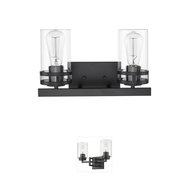 Millennium Lighting Lunden 2-Light Matte Black Vanity with Clear Glass