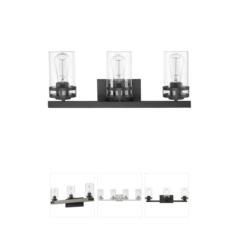 Millennium Lighting Lunden 3-Light Matte Black Bathroom Vanity with Clear Glass
