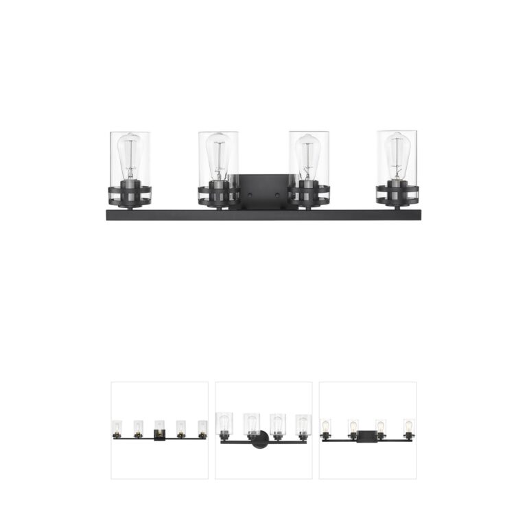 Millennium Lighting Lunden 4-Light Matte Black Vanity Light with Clear Glass