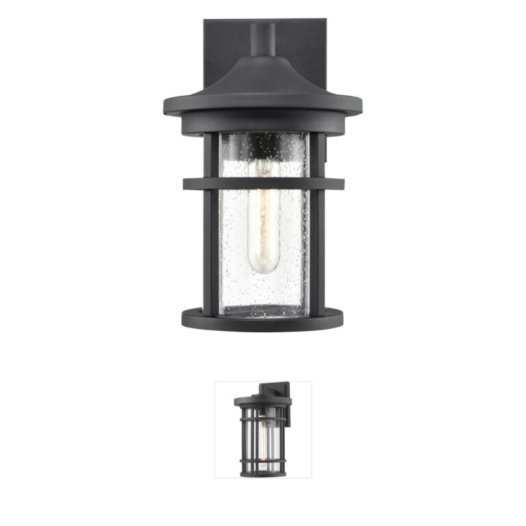 Millennium Lighting Namath Textured Black Outdoor Wall Sconce with Clear Seeded Glass