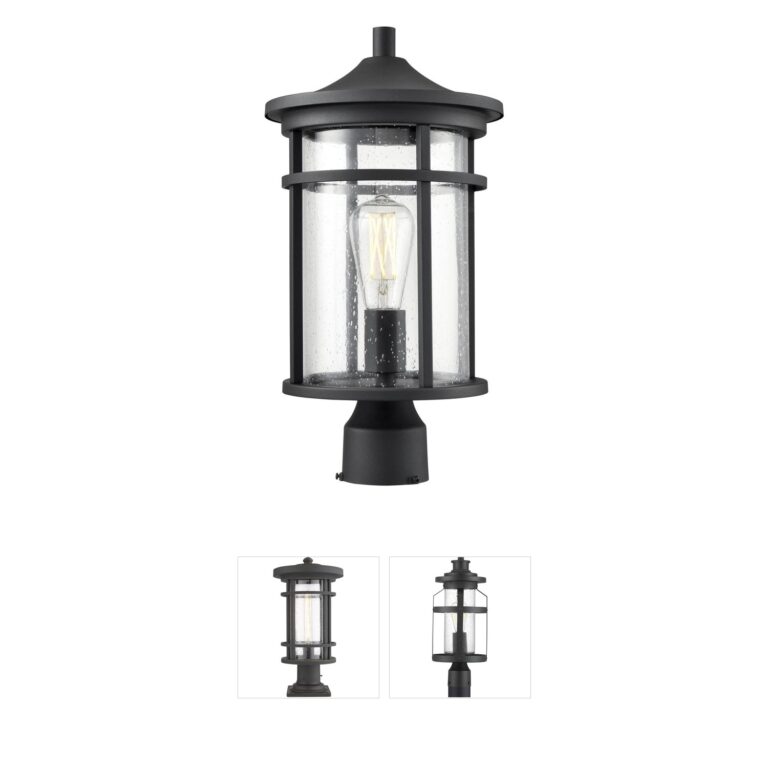 Millennium Lighting Namath Textured Black Outdoor Post Light with Clear Seeded Glass
