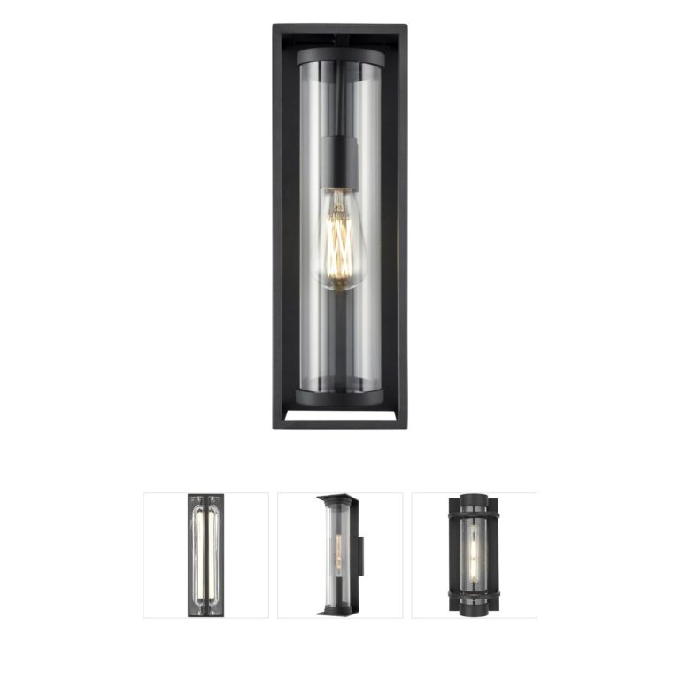Millennium Lighting Caleb 16.5-inch Textured Black Outdoor Wall Sconce with Clear Glass