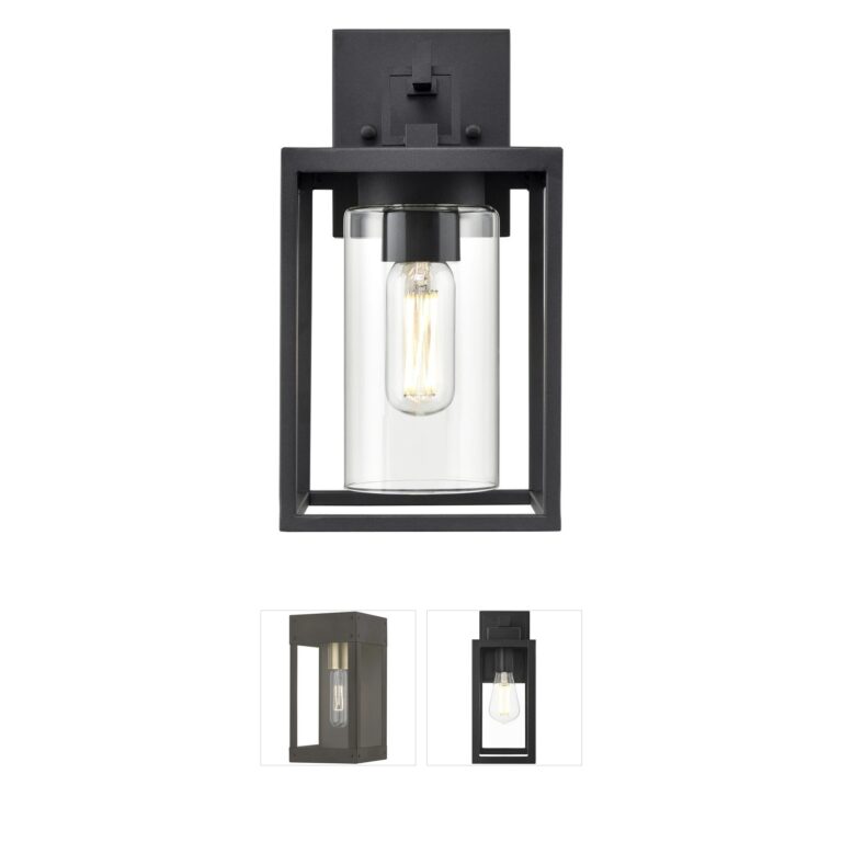 Millennium Lighting Ellway Textured Black Clear Glass Outdoor Wall Sconce