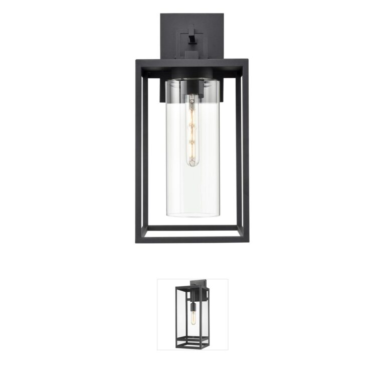 Millennium Lighting Ellway Textured Black Outdoor Wall Sconce with Clear Glass