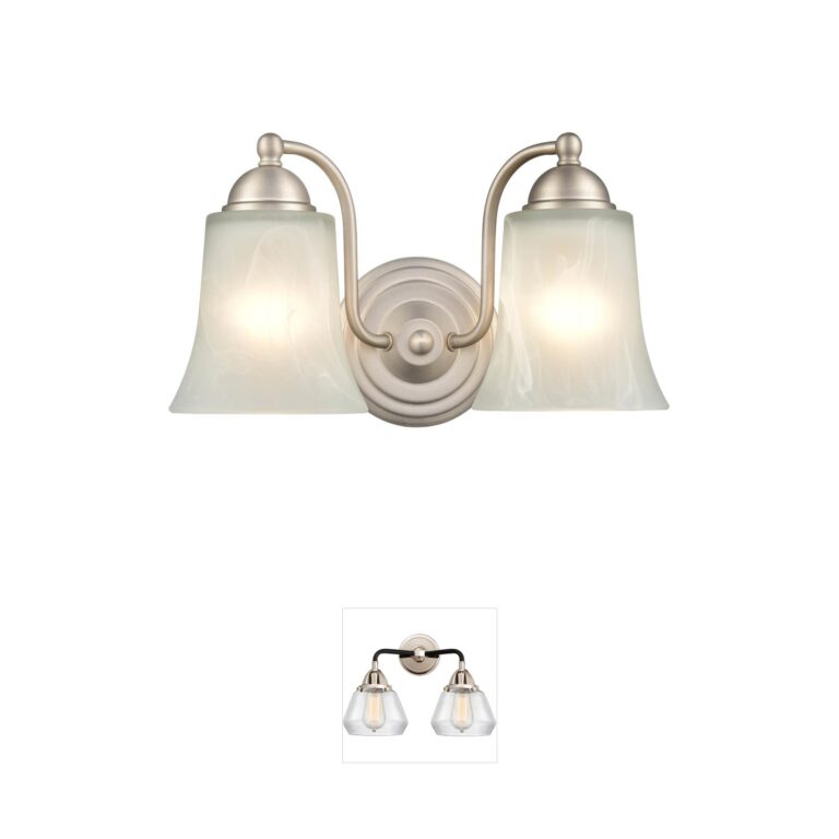 Millennium Lighting Abelia 2-Light Satin Nickel Vanity with Faux Alabaster Glass