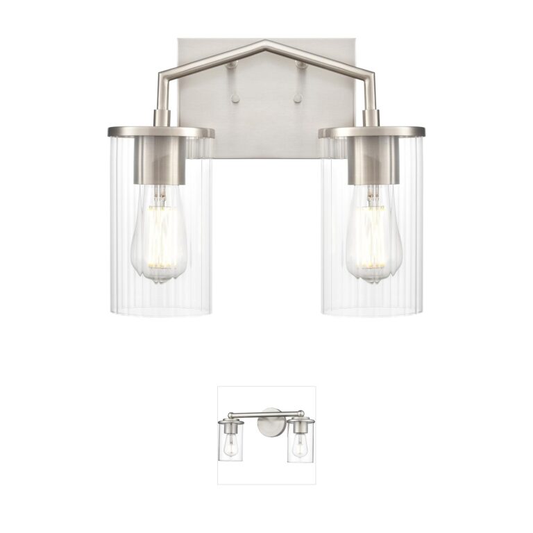 Millennium Lighting Beverlly 13-Inch 2-Light Brushed Nickel and Clear Beveled Glass Vanity Light