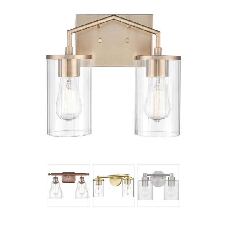 Millennium Lighting Beverlly 2-Light Modern Gold Vanity with Clear Beveled Glass