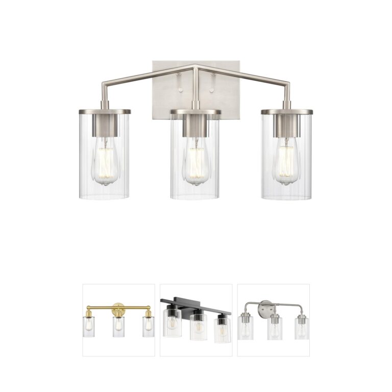 Millennium Lighting Beverlly 3-Light Brushed Nickel Vanity with Clear Beveled Glass
