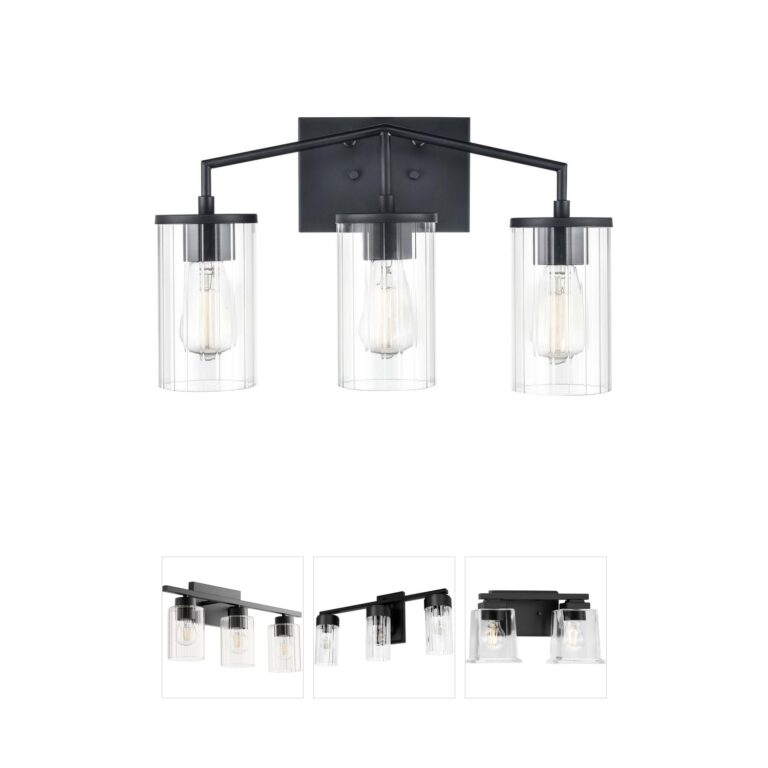 Millennium Lighting Beverlly 3-Light Matte Black Vanity with Clear Beveled Glass