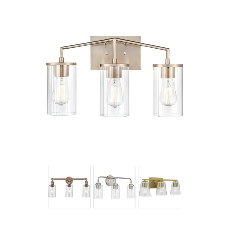 Millennium Lighting Beverlly 3-Light Modern Gold Vanity with Clear Beveled Glass