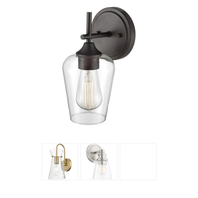 Millennium Lighting Ashford 1-Light Rubbed Bronze Wall Sconce with Tapered Clear Glass