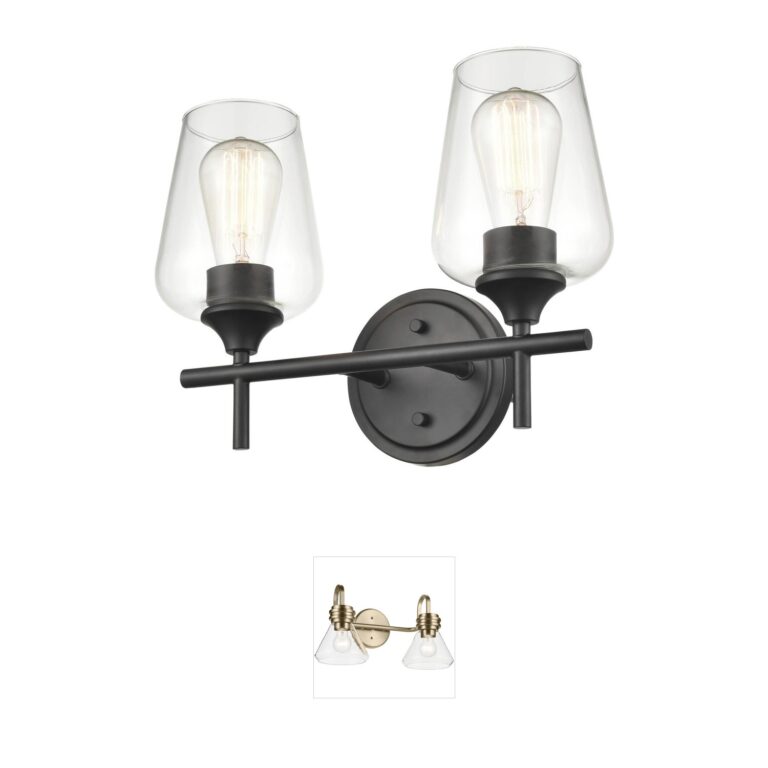 Millennium Lighting Ashford 2-Light Matte Black Clear Glass Vanity Sconce