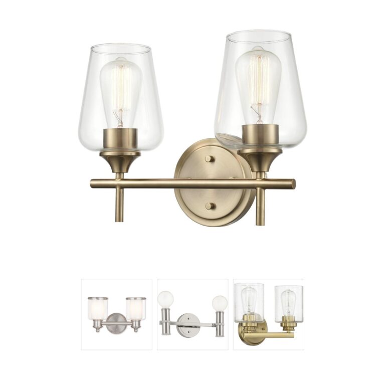 Millennium Lighting Ashford 2-Light Modern Gold Clear Glass Vanity Light
