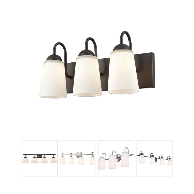 Millennium Lighting Ivey Lake 3-Light Rubbed Bronze Vanity with Etched White Glass