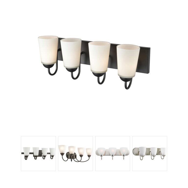 Millennium Lighting Ivey Lake 4-Light Matte Black Vanity with Etched White Glass