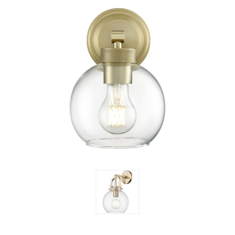 Millennium Lighting Jonatan 1-Light Vintage Brass Wall Sconce with Clear Globe Glass