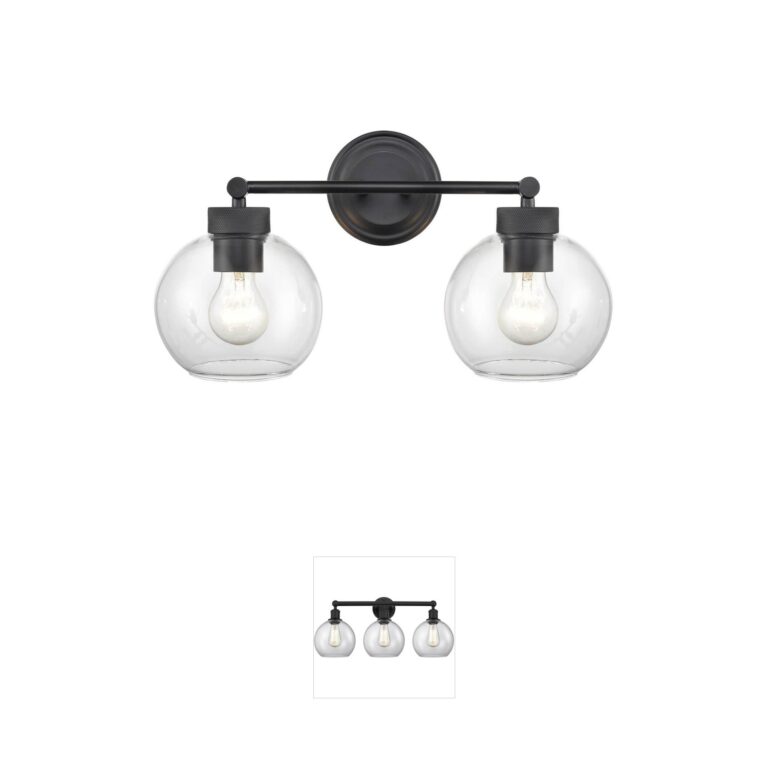 Millennium Lighting Jonatan 2-Light Matte Black Clear Glass Vanity Light
