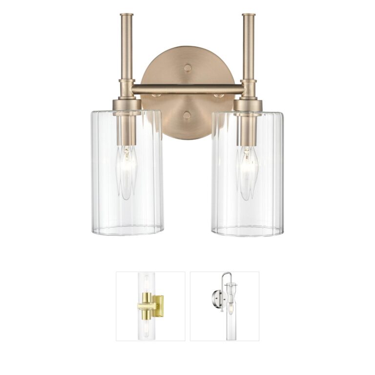 Millennium Lighting Chastine 2-Light Modern Gold Vanity with Clear Beveled Glass