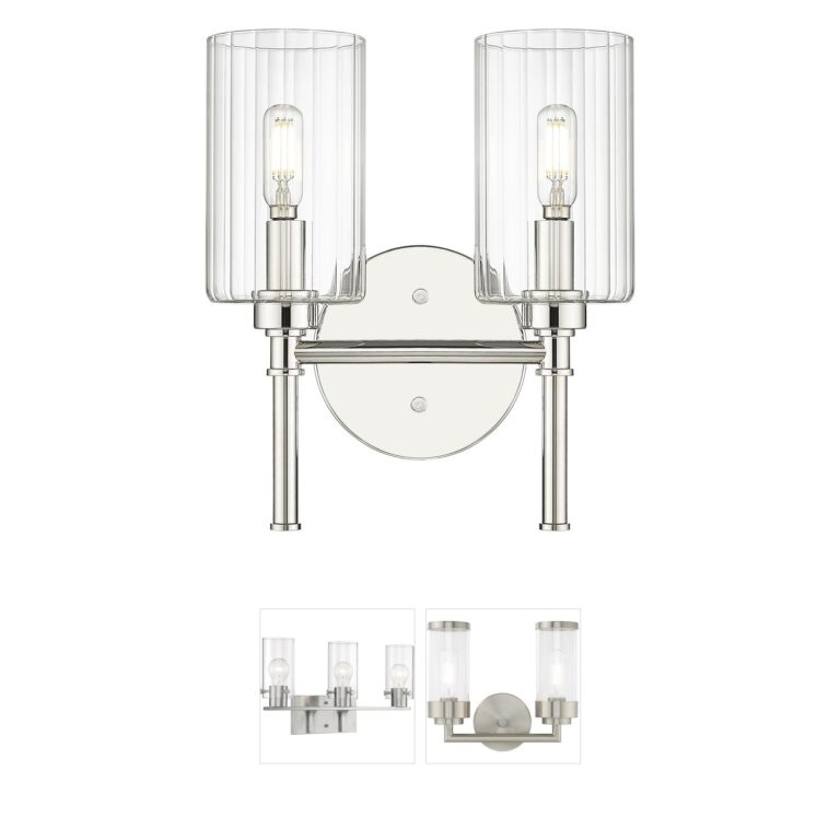 Millennium Lighting Chastine 2-Light Polished Nickel Vanity with Clear Beveled Glass