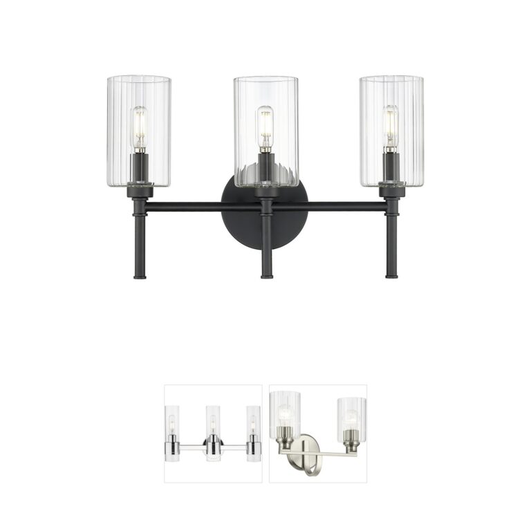 Millennium Lighting Chastine Matte Black 3-Light Vanity with Clear Beveled Glass
