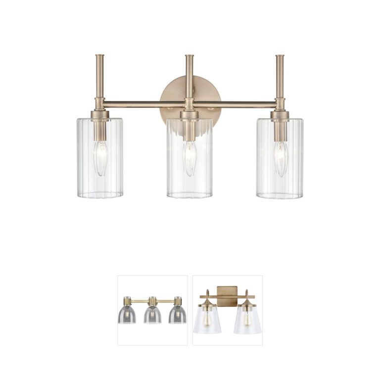 Millennium Lighting Chastine 3-Light Modern Gold Vanity with Clear Beveled Glass