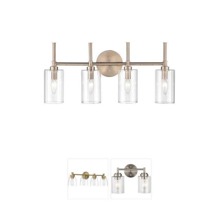 Millennium Lighting Chastine 4-Light Modern Gold Vanity with Clear Beveled Glass