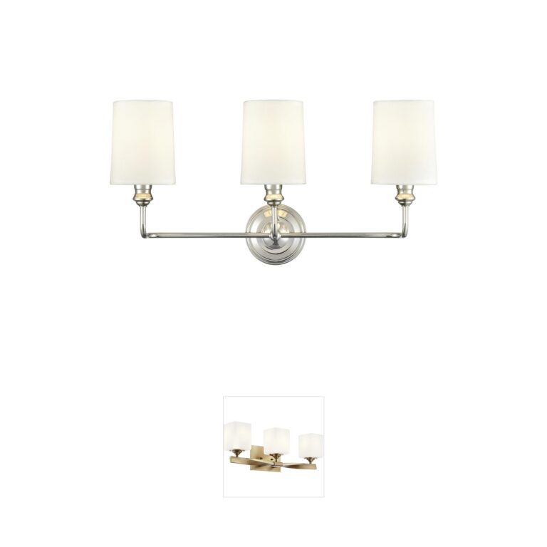 Millennium Lighting Leena Polished Nickel 3-Light Vanity with Fabric Shades