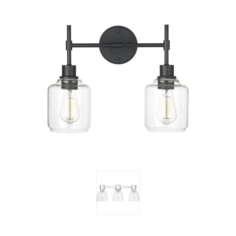 Millennium Lighting Asheville 2-Light Matte Black Clear Glass Vanity Light