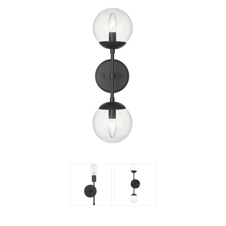 Millennium Lighting Avell 2-Light Matte Black Wall Sconce with Clear Glass