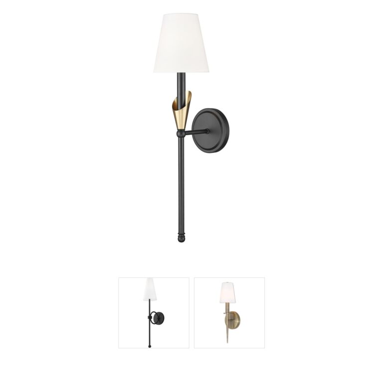 Z-Lite Claudelle Matte Black and Modern Gold Steel Wall Sconce