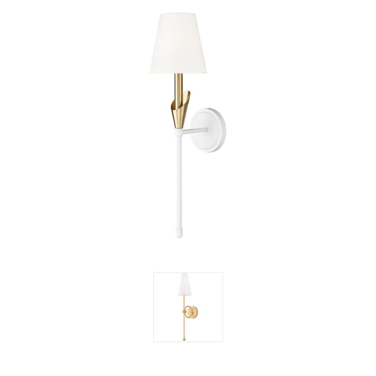 Z-Lite Claudelle 1-Light Textured White and Modern Gold Wall Sconce