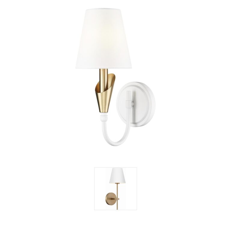 Z-Lite Claudelle Steel Wall Sconce with Textured White and Modern Gold Finish