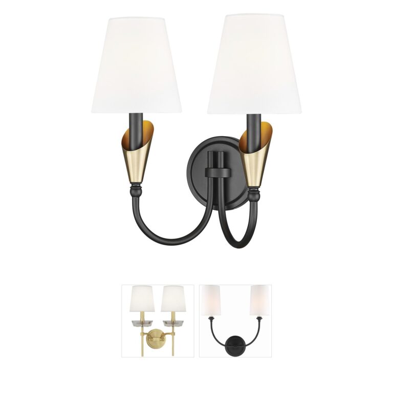 Z-Lite Claudelle 2-Light Matte Black and Modern Gold Steel Wall Sconce