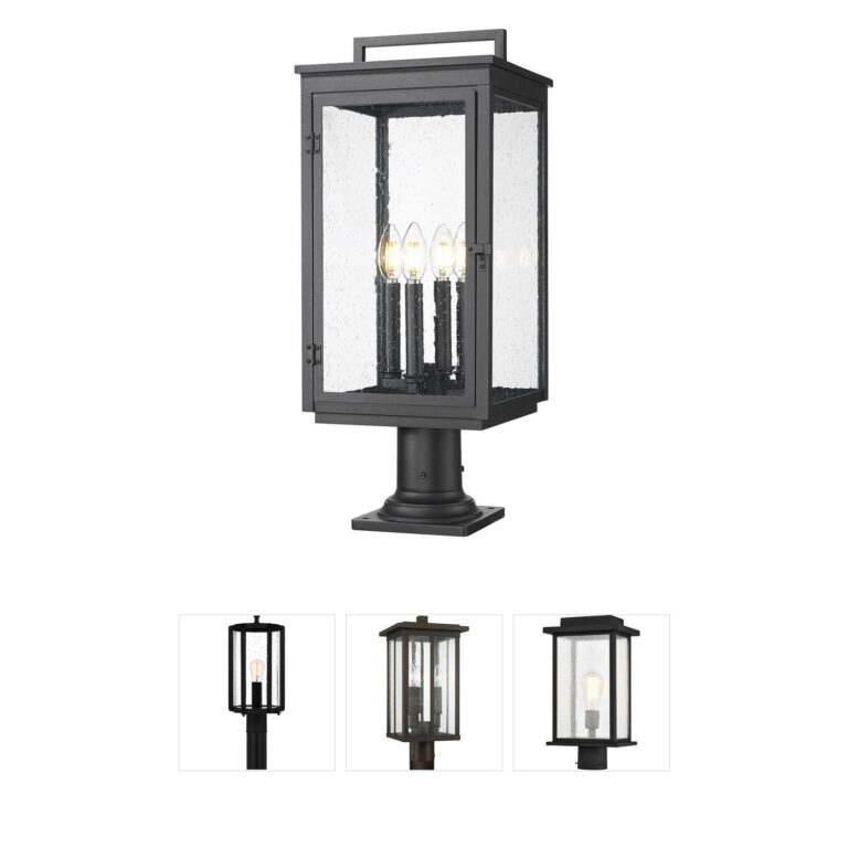 Z-Lite Hartwell 4-Light Sand Black Aluminum Outdoor Pier Light