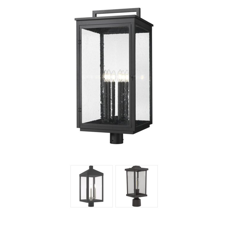 Z-Lite Hartwell 6-Light Sand Black Aluminum Outdoor Post Lantern