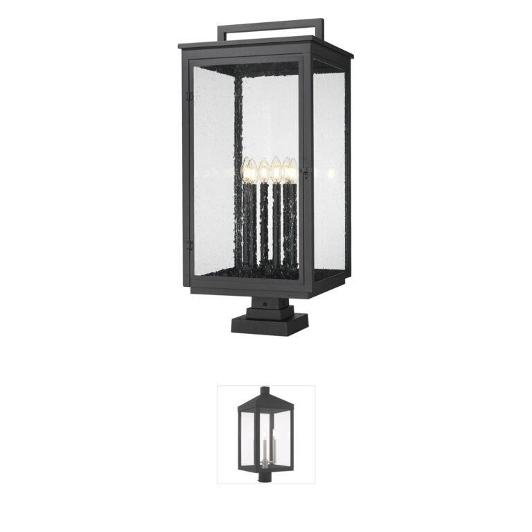 Z-Lite Hartwell 6-Light Sand Black Aluminum Outdoor Pier Mounted Fixture