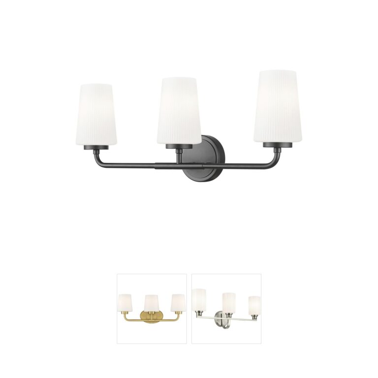 Z-Lite Montford 3-Light Matte Black Steel Vanity Light