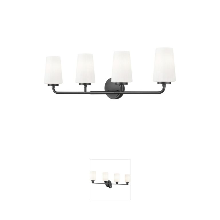 Z-Lite Montford Matte Black Steel 4-Light Bathroom Vanity Light