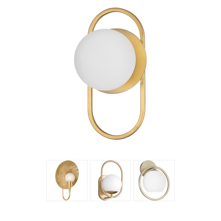 Dainolite Burlat Aged Brass & White Glass Wall Sconce
